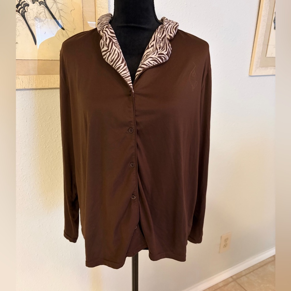 Baby Phat Chocolate Brown with Zebra Print Pajama Top